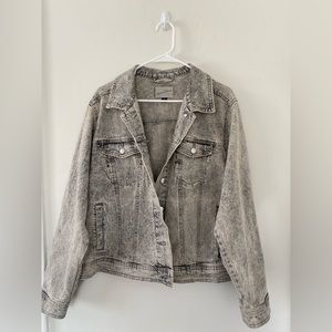 Grey acid wash denim jacket